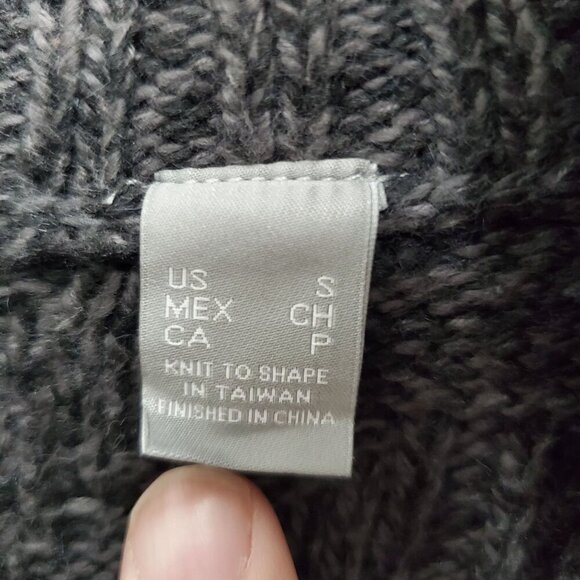 Liz Claiborne Gray Chunky Knit Fold Over Collar Button Up Wool Blend Sweater S - Picture 5 of 7